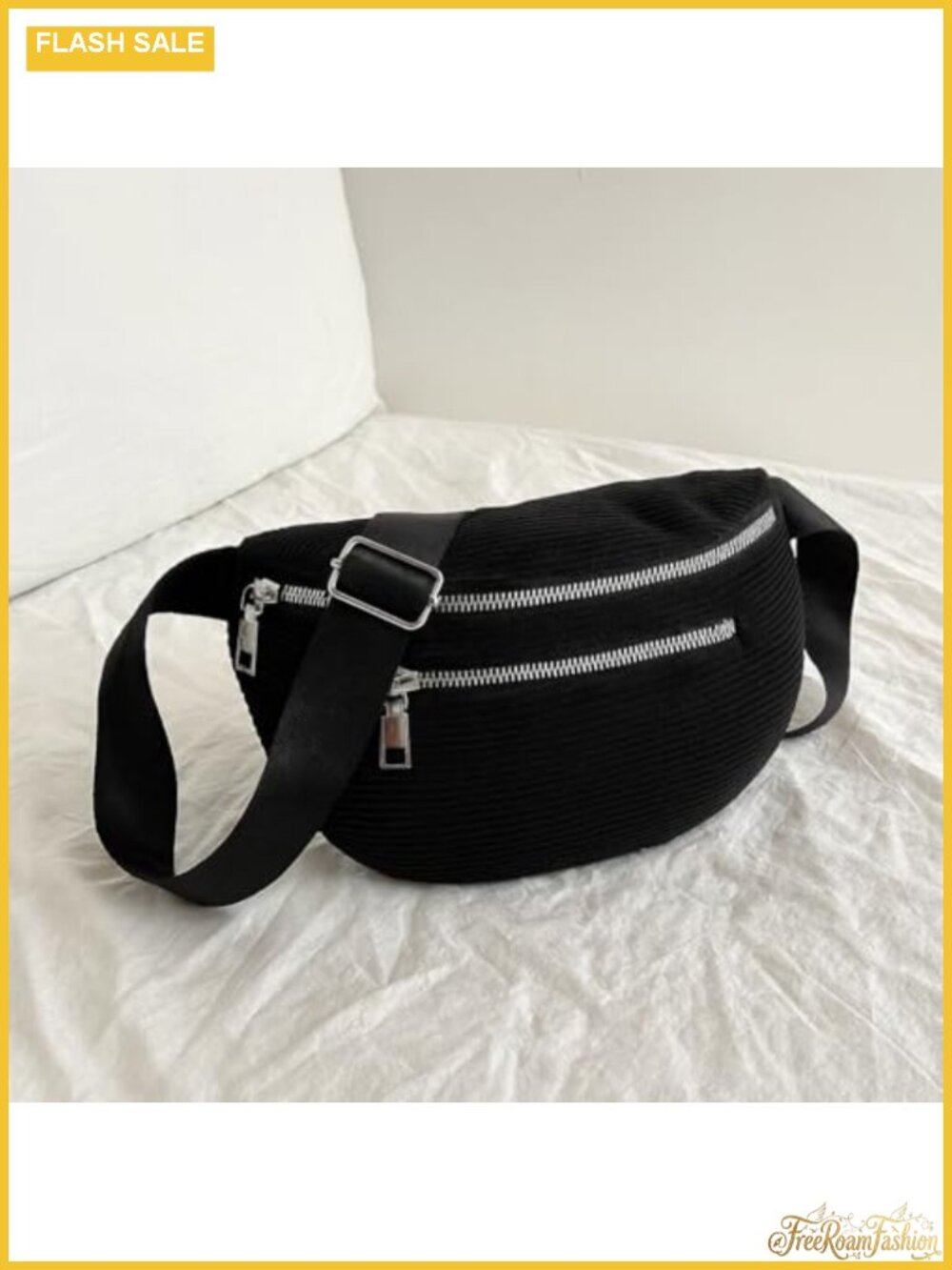 Corduroy Chest Bag for Women Trendy Crossbody Fanny Pack Zipper Closure